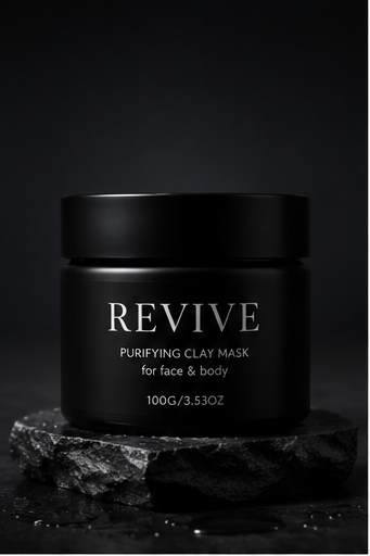 REVIVE Purifying Clay Mask – closed jar on dark stone