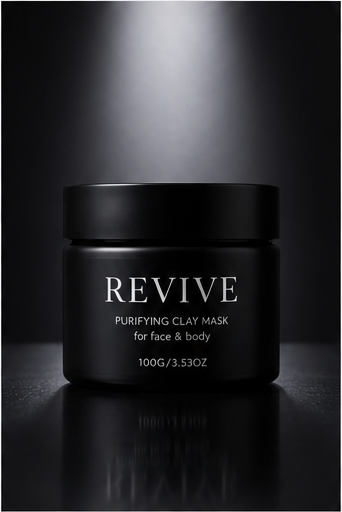 REVIVE Purifying Clay Mask – jar on dark background