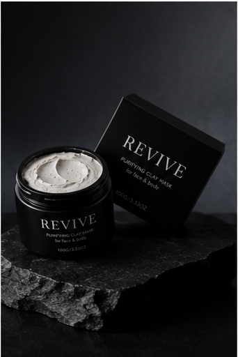 REVIVE Purifying Clay Mask – editorial lifestyle shot